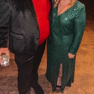 Green Sequin Baltic Born Long Sleeve Dress